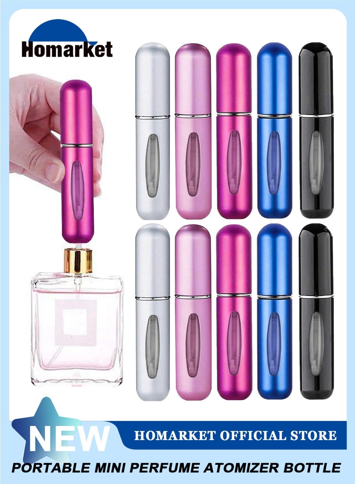Perfume Atomiser Refillable 10Pcs Travel Bottle Mini ML Atomizer Spray Portable Empty Fragrance Container for Aftershave Holiday and Night Out