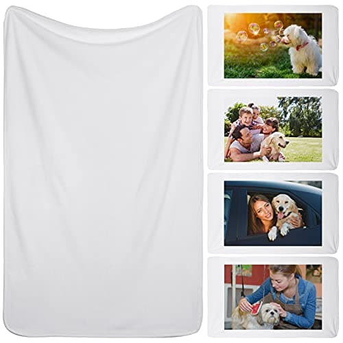 Nuanchu 1 Piece Baby Sublimation Blanket Blanks 31 x 47'' White Sublimation Throw Blanket Customized Soft Flannel Lightweight for Holiday Bed Travel Gifts Heat Press Bedroom Dorm