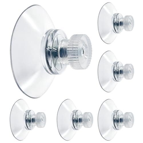 Biaungdo 6 Pack 32mm Suction Cups with Screws Nut, Clear PVC Sucker Pads Holder, Plastic Strong Sucker Suction Cup Holder for Window, Bathroom Wall, Car Shade, Home Decoration