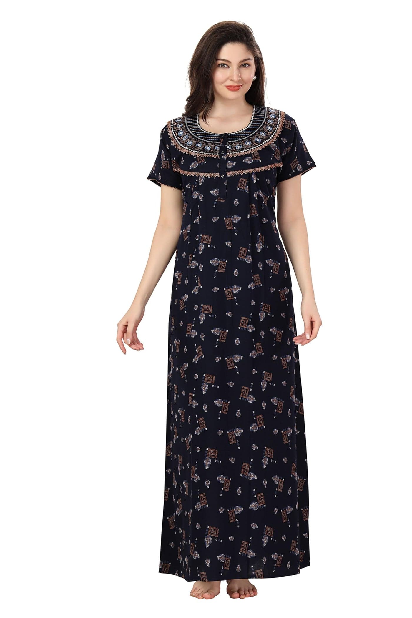 Soulemo Women's Blended Alpine Maxi Nighty 1642Hm (M - Bust 42, Blue 30) 1642Hm