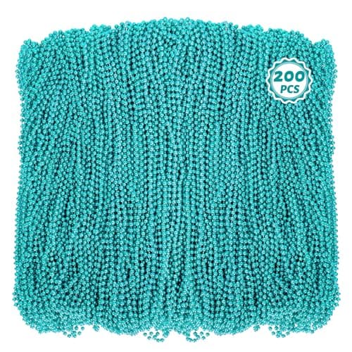 Huskein 200PCS Mardi Gras Beads 33 Mardi Gras Accessories Lakeblue Bead Necklaces Parade Party Beads Bulk Women Men Party Favors for Festival Event Pirate Baby Shower Birthday Supplies