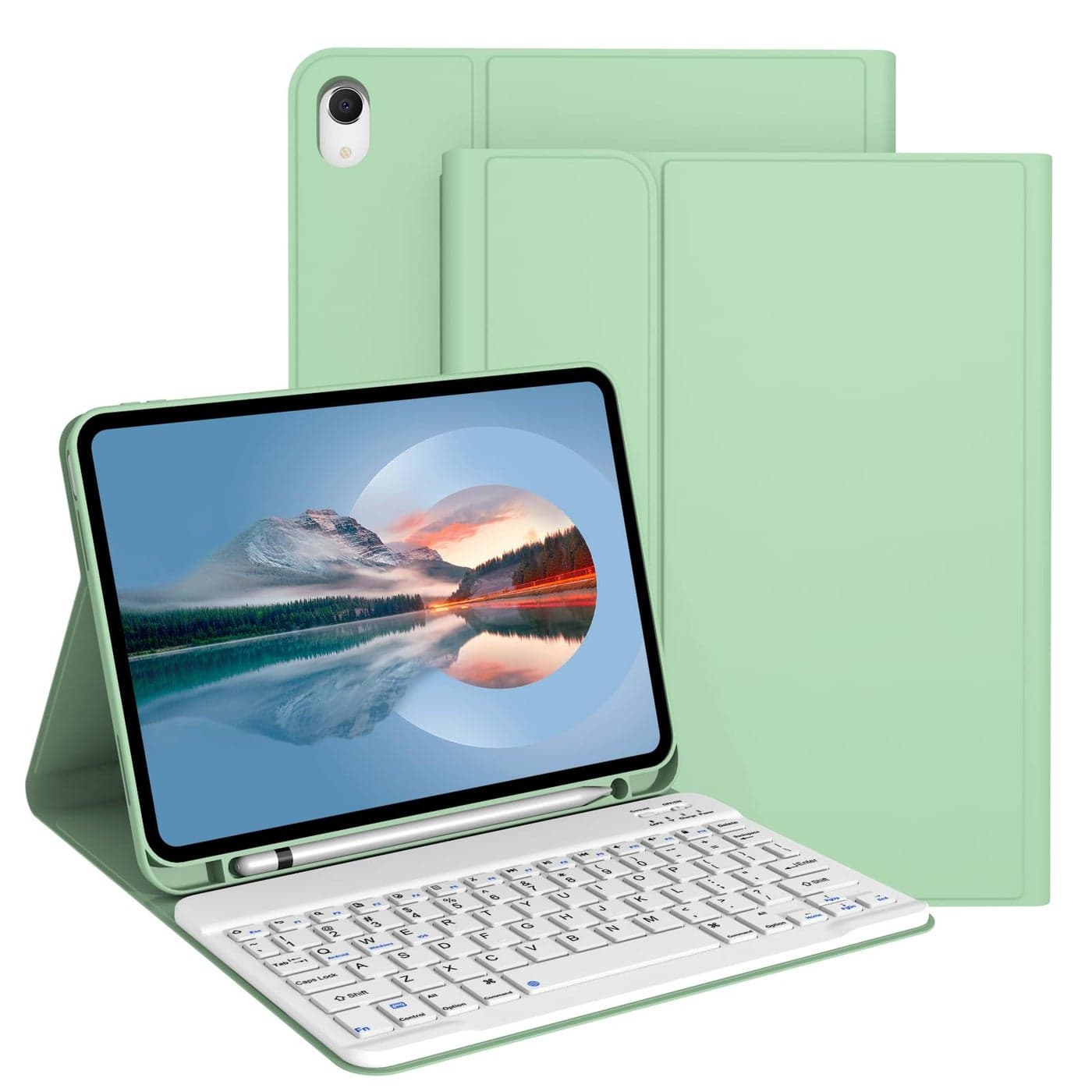 Divufus Keyboard Case for iPad 11th Generation A16 2025 for iPad 10th Generation 2022 Magnetic Detachable Wireless KeyboardSupport 3 System Folio Case with Pencil Holder Light Green