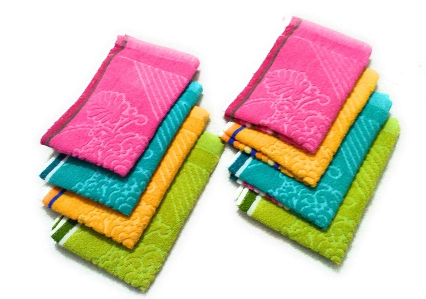 Cotton Colors Floral Design Hand Towels (Medium, Multicolor, Pack of 8)_t109