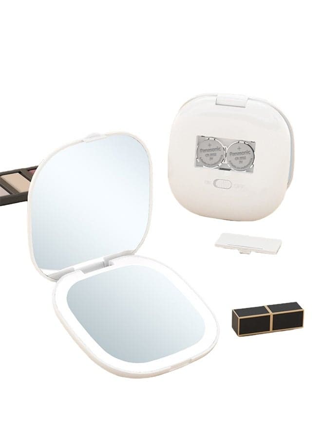 Portable Folding Travel LED Cosmetic Mirror, Handheld Small Compact Mirror