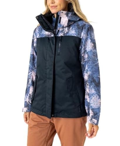 Roxy Women's Jetty Block Jacket – 10K Waterproof, Insulated Snow Jacket, PFAS-Free, Recycled Fabric, Wild Wind, Large