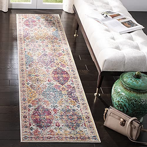 SAFAVIEH Merlot Collection 2' x 8' Cream Multi MER102A Boho Chic Distressed Runner Rug