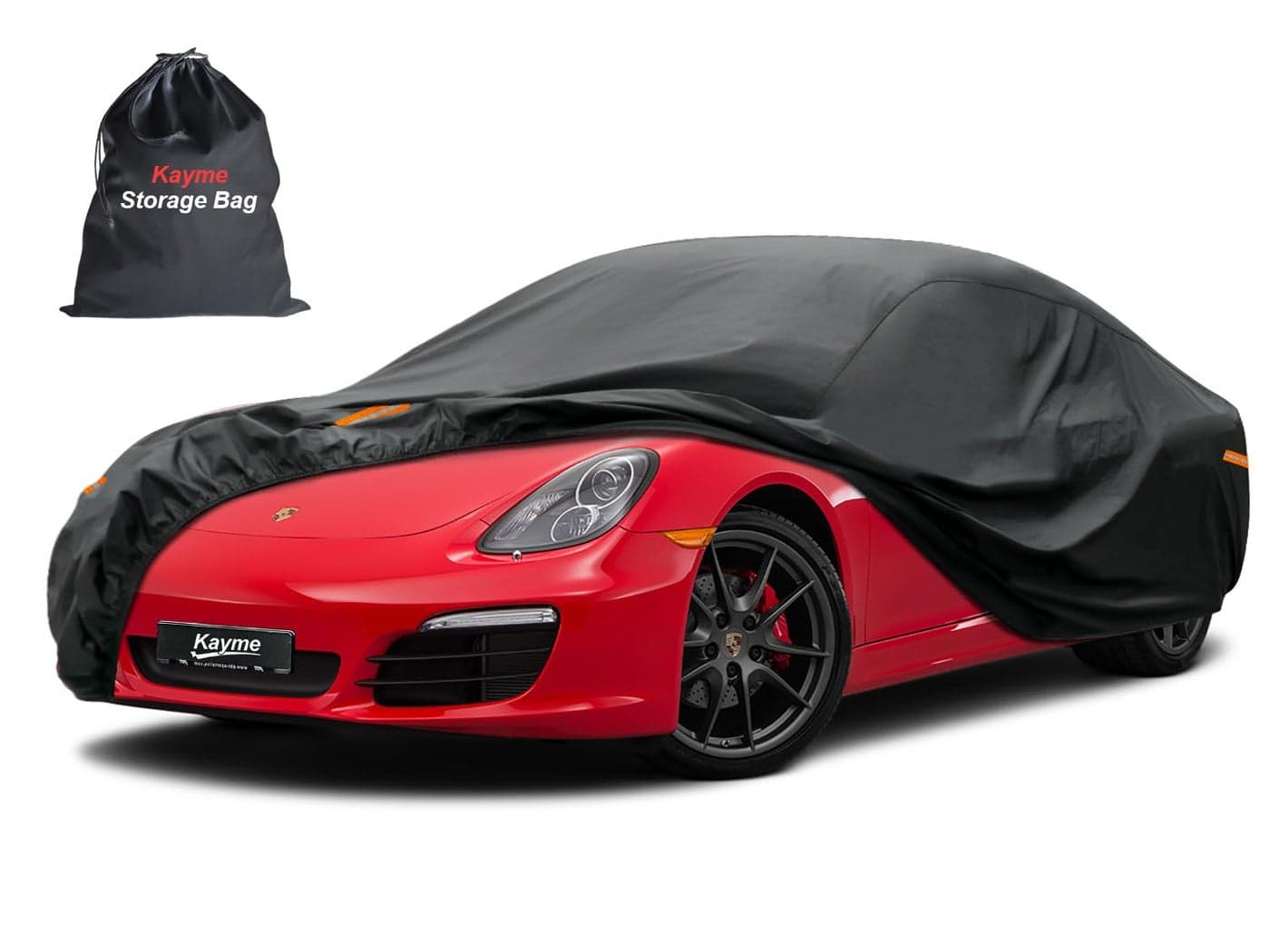 Kayme 7 Layers Car Cover Waterproof All Weather for Coupe Outdoor Full Cover Universal Fit for Porsche 718 Cayman Boxster Nissan 350Z 370Z Jaguar F Type Subaru BRZ Toyota 86 Etc Up to 177 inch