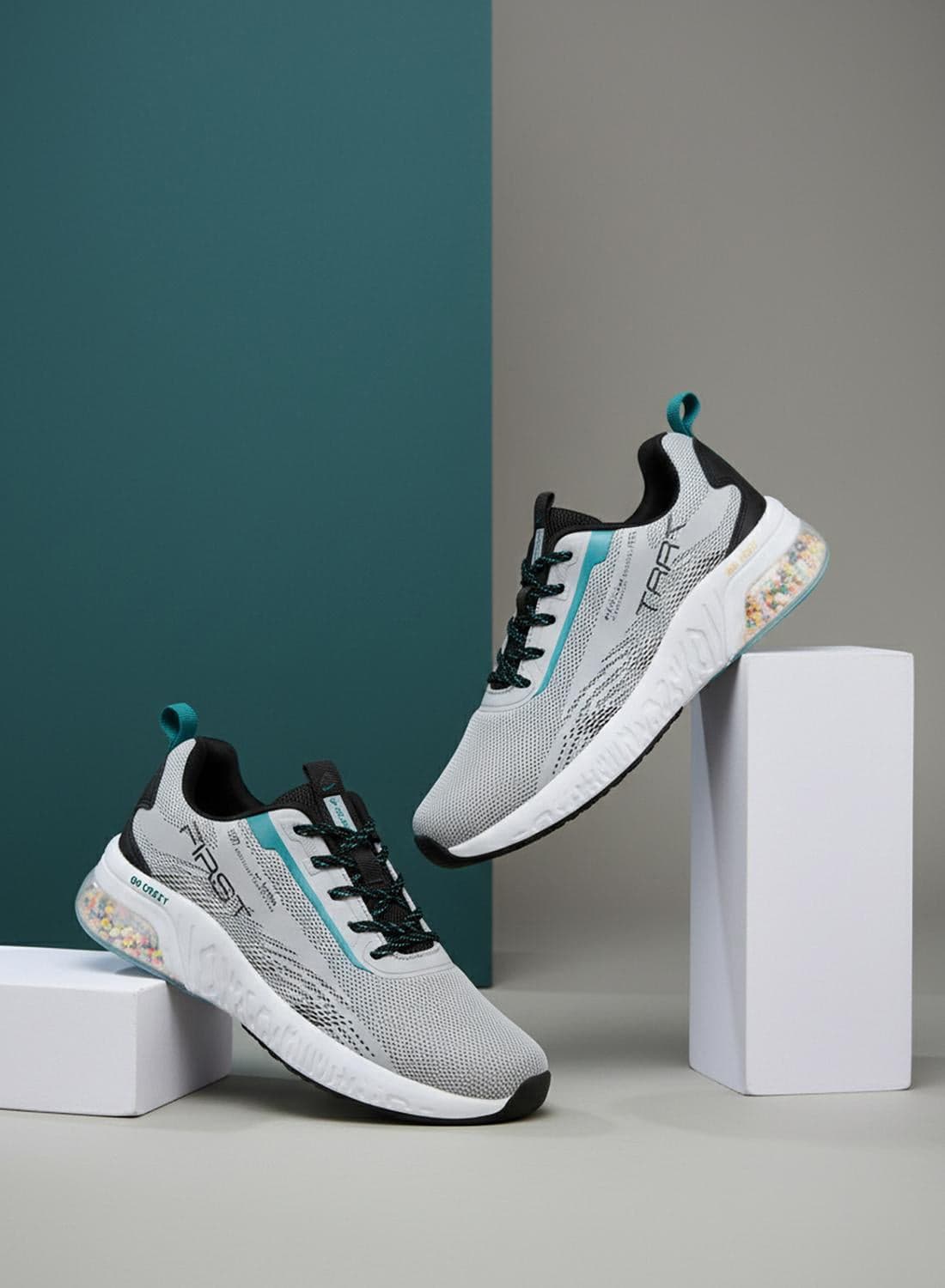 Colourful L.grey/Blk Low-Top Sneakers - Shoes with Cloud Like Comfort