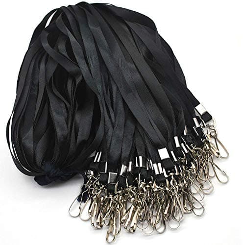 Lanyards 100 Pcs Lanyard for Id Badges Flat Lanyard with Badge Clip JHook