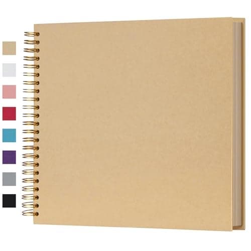 potricher 12 x 12 Inch Large DIY Scrapbook Photo Album 80 Pages Thick Kraft Blank Yellow Paper Memory Book for Wedding and Anniversary Family (Yellow, 12 Inch)
