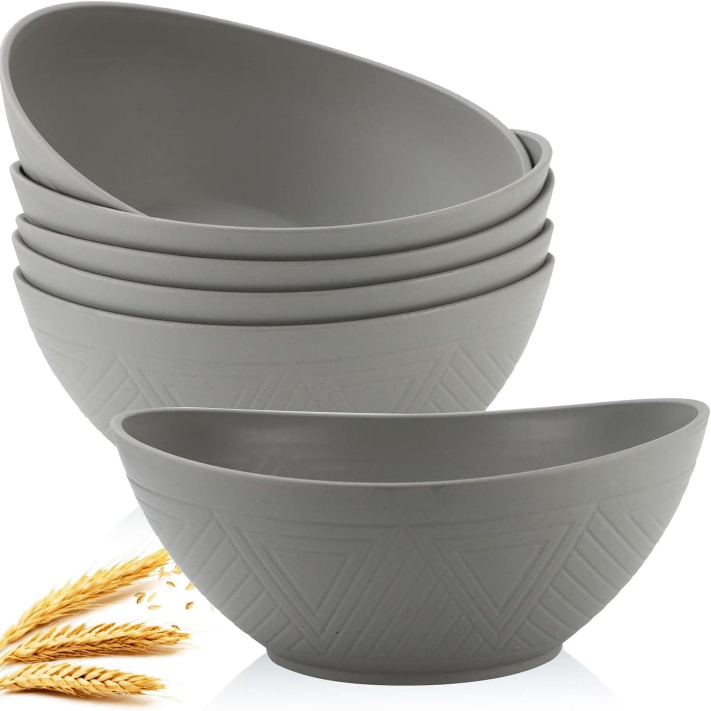 Homienly Wheat Straw Bowls Large Salad Bowls Set of 660 OZ Serving Bowl for Kitchen Camping Party Unbreakablke Microwave and Dishwasher Safe Big Cereal Bowl Large Soup Bowl Grey