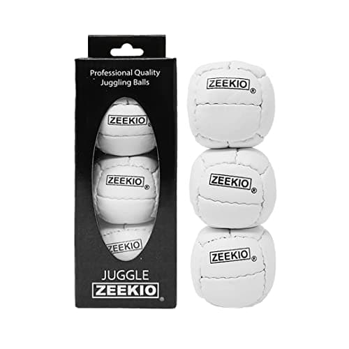 Zeekio Galaxy Juggling Balls Premium 12 Panel Genuine Leather Balls 130g 67mm Pack of 3 White