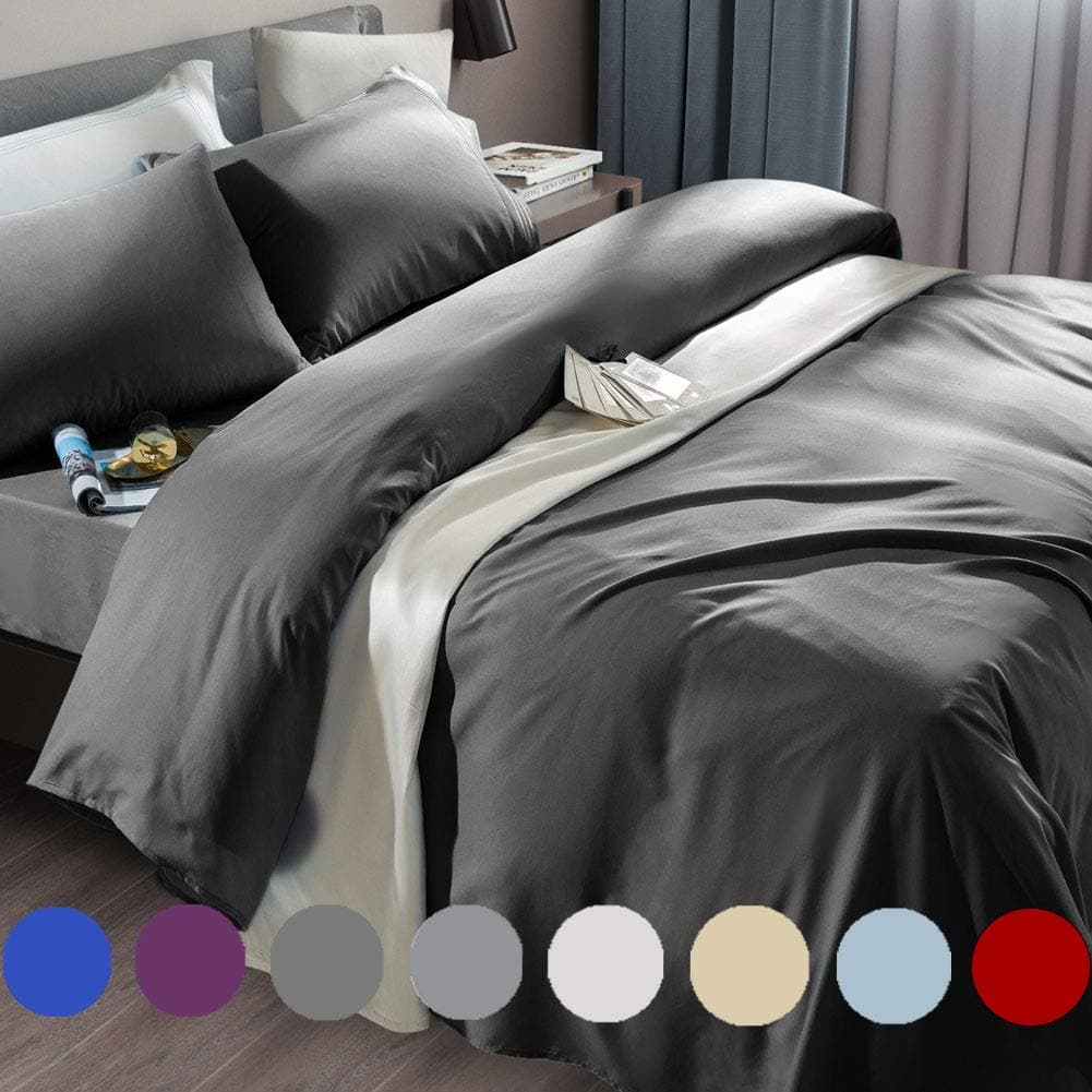 SONORO KATE Bed Sheet Set Super Soft Microfiber 1800 Thread Count Luxury Egyptian Sheets Fit 1824 Inch Deep Pocket Mattress Wrinkle6 Piece Dark Grey California King