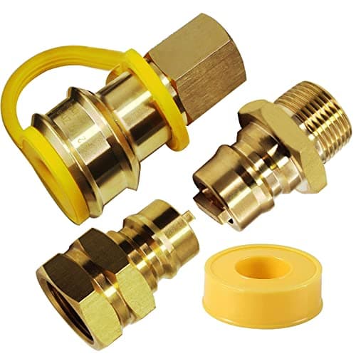 𝐌𝐄𝐍𝐒𝐈 𝟑/𝟒" Female and Male Solid Brass Dual Fuel Generator Natural Propane Hose Quick Connect Disconnect Fittings Convert for Pipe Natural Gas Supply for Generators 4PCS Kit