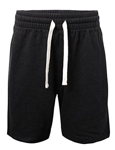 PROGO USA Men's Shorts Classic Fleece Workout Shorts - Men's Casual with Elastic Waist (Black, Medium)
