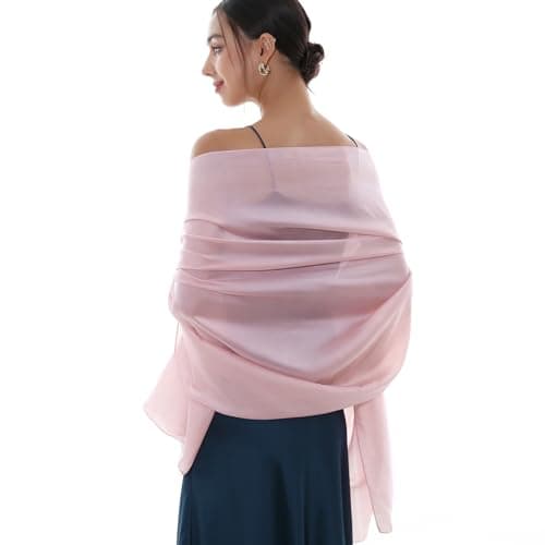 RIIQIICHY Pashmina Pink Shawls Wraps for Women Evening dresses Like Chiffon Silk Scarf for Weddings