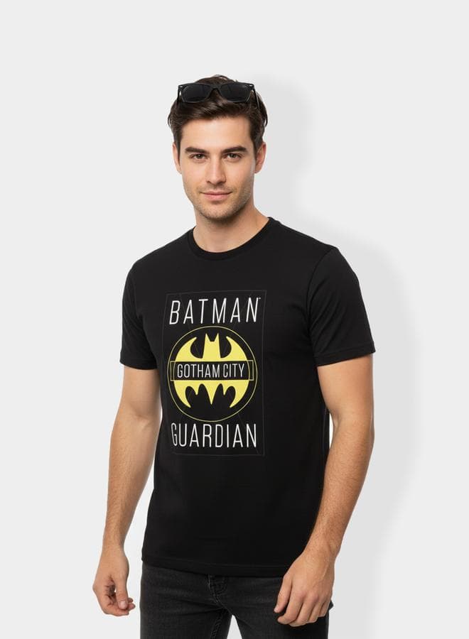 Men Black Batman Graphic Crew Neck T-Shirt