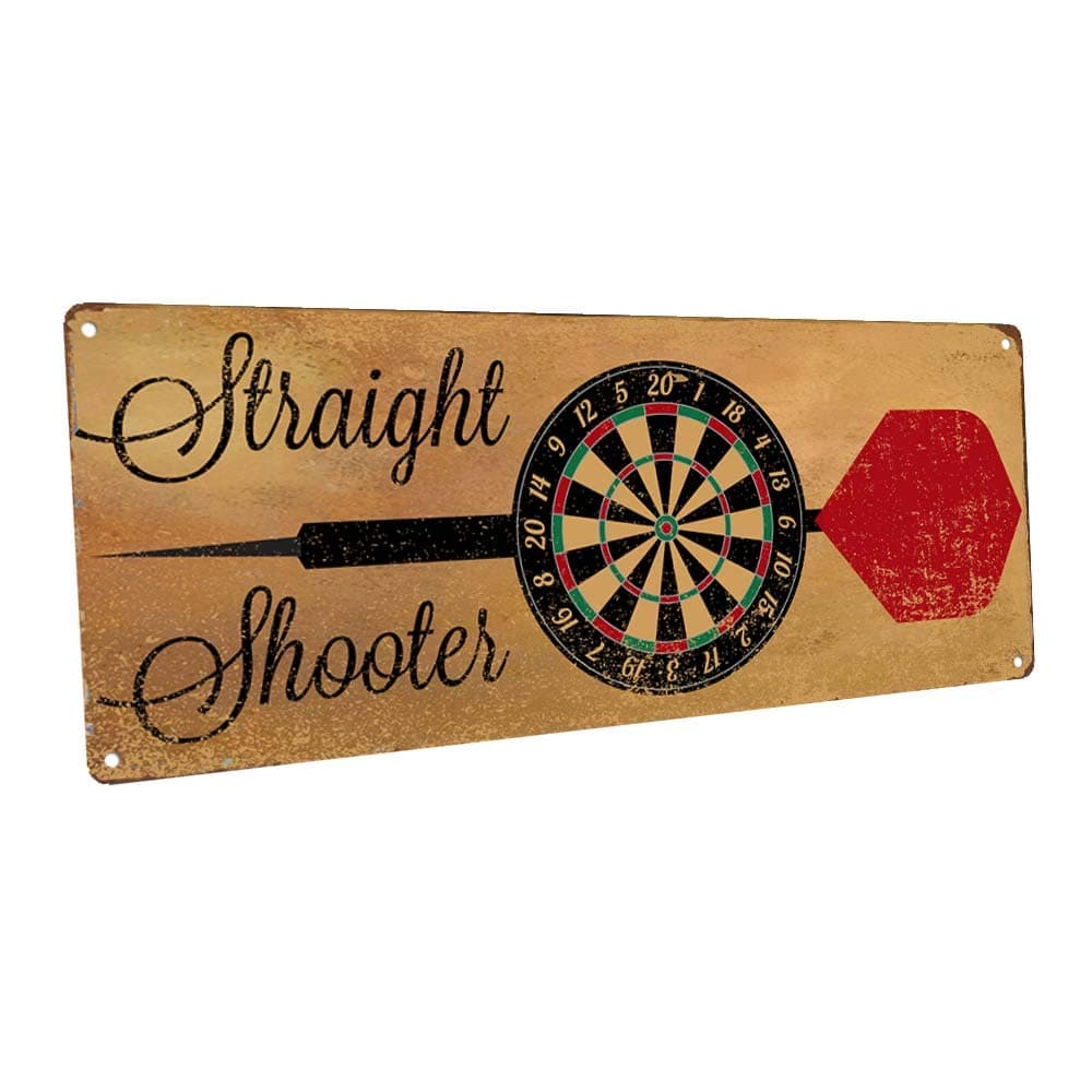 Homebody Accents Straight Shooter Bulls Eye Metal Sign Darts Game Room Mancave Den