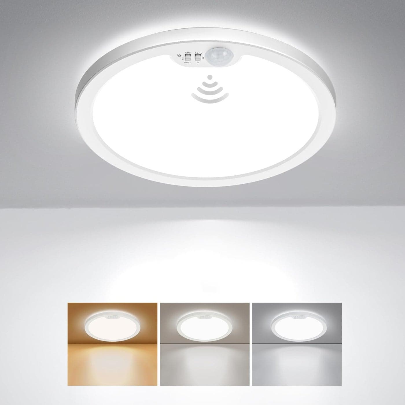 BLNAN Motion Sensor Ceiling Light Wired 87 Inch 3000K 4000K 5000K Selectable LED Flush Mount Light Fixture Motion Activated Light with Timer for Hallway Stair Walkin Closet NonDimmable 1 Pack