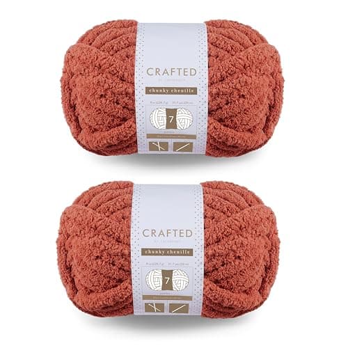 Crafted by Catherine Chunky Chenille Yarn - 2 Pack (10.5 oz / 300 g, 41 Yards Each Skein), Clay, Gauge 7 Jumbo