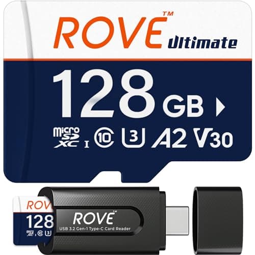 ROVE Ultimate Micro SD Card microSDXC 128GB Memory Card with USB 32 Type C Card Reader 170MBs C10 U3 V30 4K A2 for Dash Cam Android Smart Phones Tablets Games