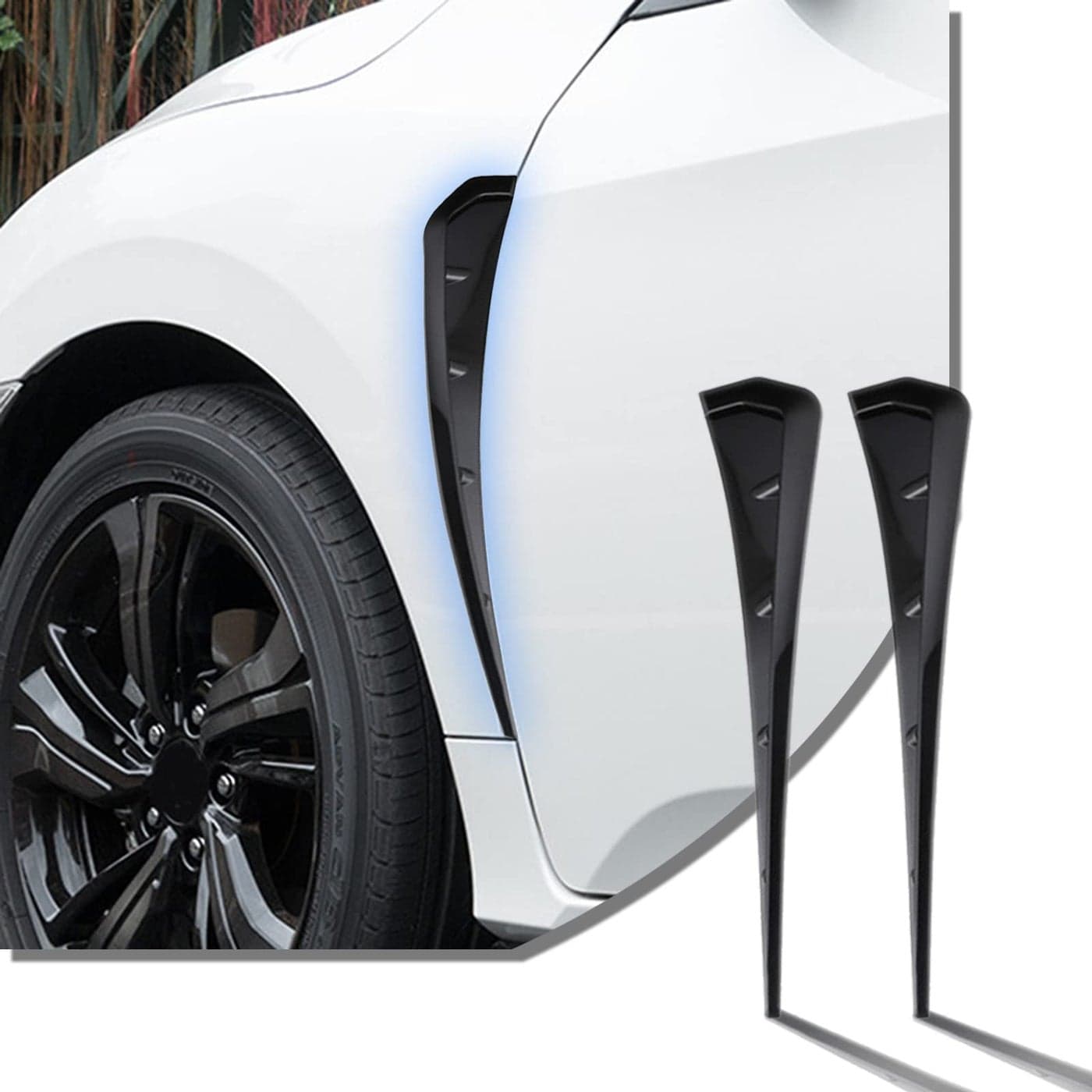 Miytsya 2 PCS Car Fender Side Vents ABS Carbon Fiber Spoiler Fender Decorative Stickers Air Flow Intake Hole Grille Auto Exterior Accessories Universal Black