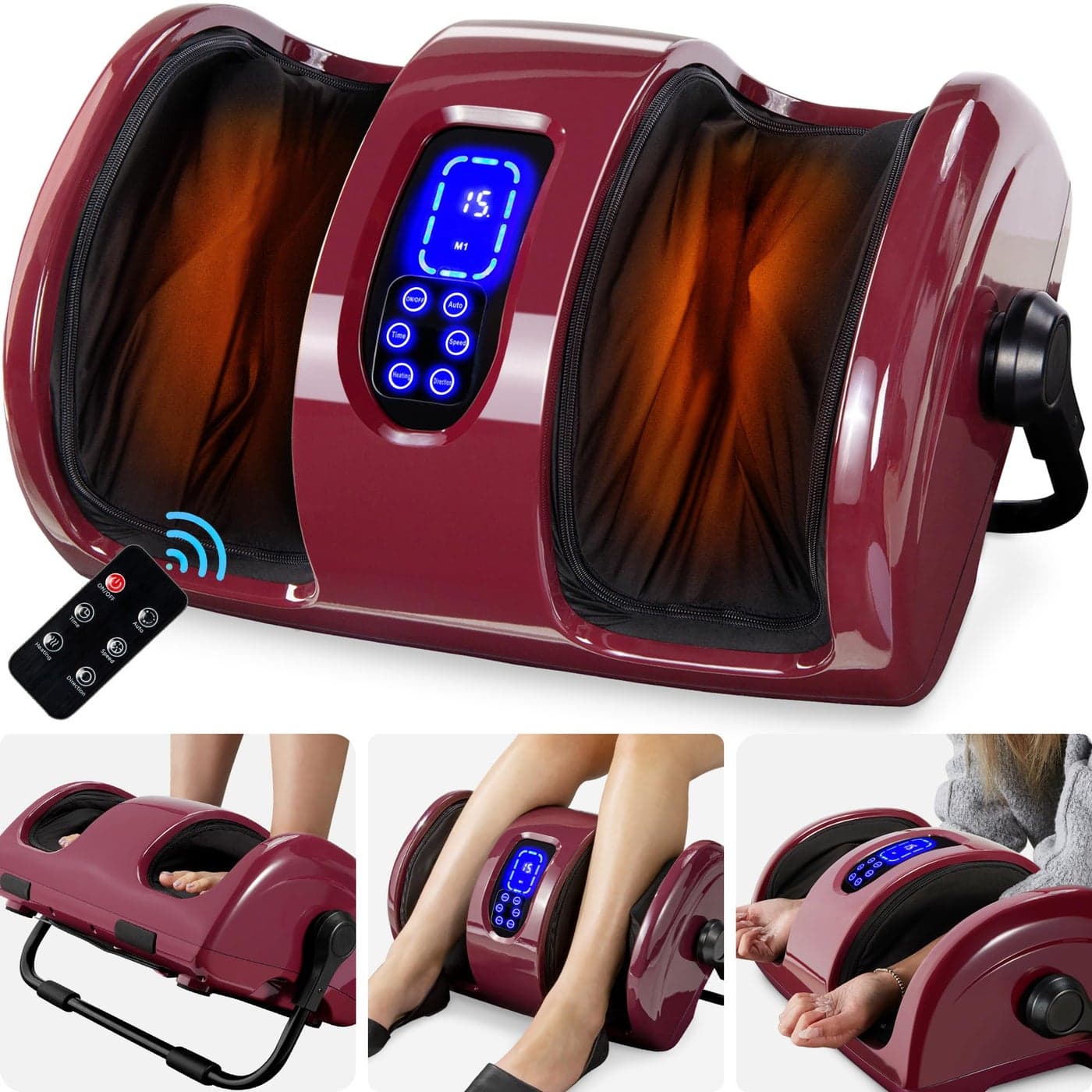 Best Choice Products Heated Shiatsu Foot Massager for Pain Relief Plantar Fasciitis Neuropathy Blood Circulation wCompact Design Burgundy