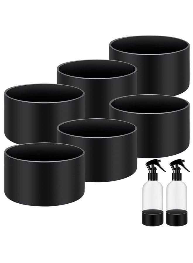 6 Pieces Protective Silicone Sleeve Bottom Washable Rubber Bottom Base Accessories Non Slip Cosmetic Spray Bottom Cover for 16 oz Spray Bottles, 12 to 24 oz Water Bottles, Black