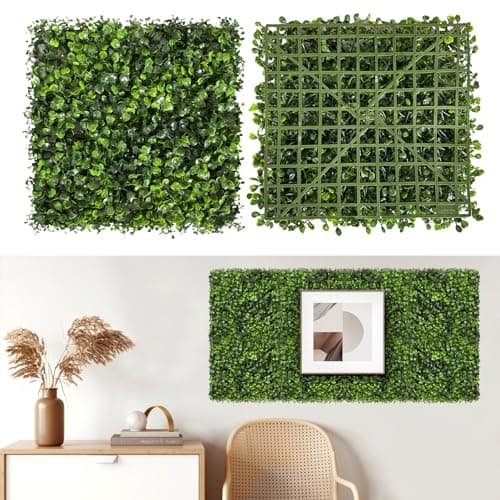 Skloopearg Artificial Grass Wall Panels, 12 Pack 10"x10" Boxwood Hedge Wall Panels with 100 Zip Ties, Boxwood Backdrop for Outdoor Indoor Decorative Fences Privacy Hedge
