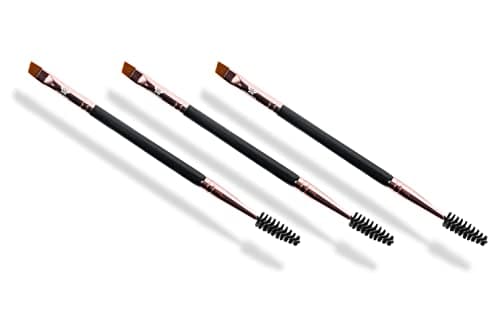 Existing Beauty Henna Eyebrow Brush Dual Sided Brow Brush with Spoolie 3 Count Pack of 1 Black