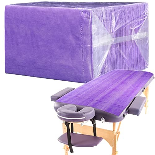 Breling 100 Pieces 31 5 x 71 Inch Disposable Bed Sheets Massage Table Sheets Nonwoven Spa Fabric Waterproof Bed Cover Oil Proof Breathable Accessories for Spa Beauty Salon Hotels TattoPurple
