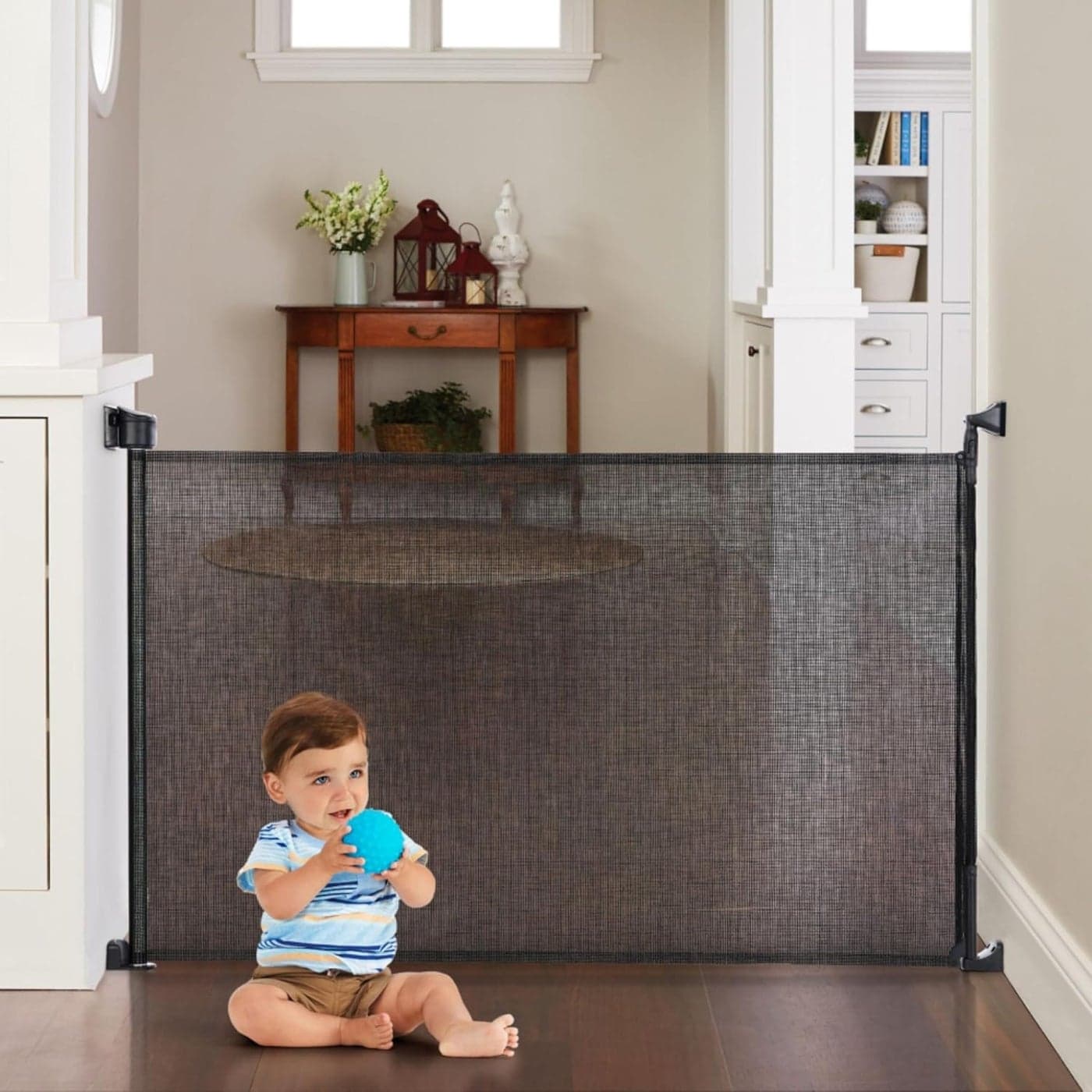 Toddleroo by North States Retractable Fit Mesh Baby Gate Indoor Retractable Baby Gate Extra Wide Up to 55 Inches Wide 33 Inches Tall Black