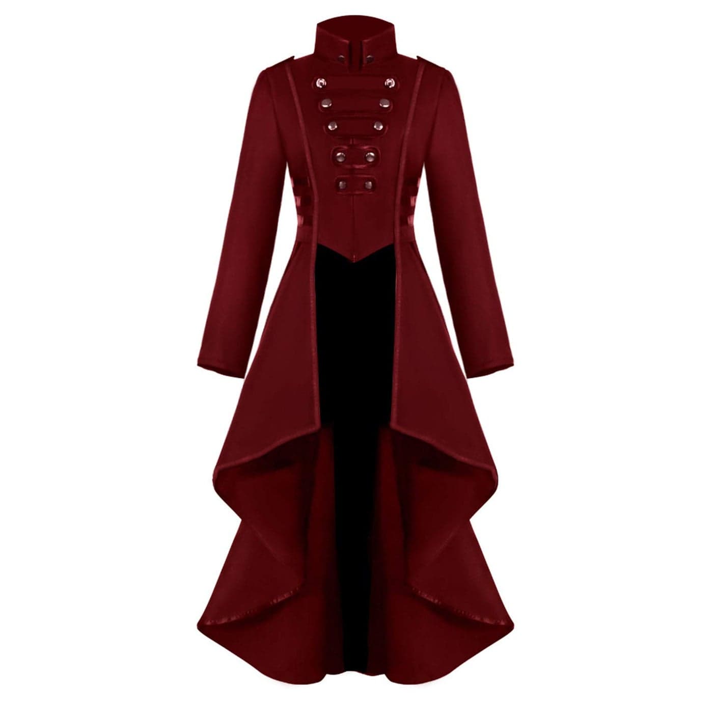 SIAEAMRG Renaissance Steampunk Tailcoat Halloween Costumes for Women Victorian Medieval Pirate Vampire Gothic Jacket Dress Viking Coats S Red