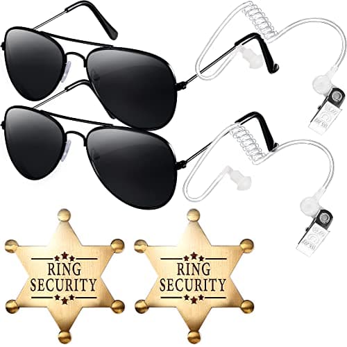 YOTNUS Ring Wedding Bearer Gifts Ring Wedding Security Sun Glasses, Security Badge and EarPiece Cosplay