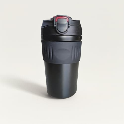 YELONA 480ml Tea Coffee Tumbler Mug Double Wall Vacuum Insulation Cup Leak Proof with Sipper & Straw Thermos I Carry Hot & Cold Beverages for Home,Office,Car,Travel- Black