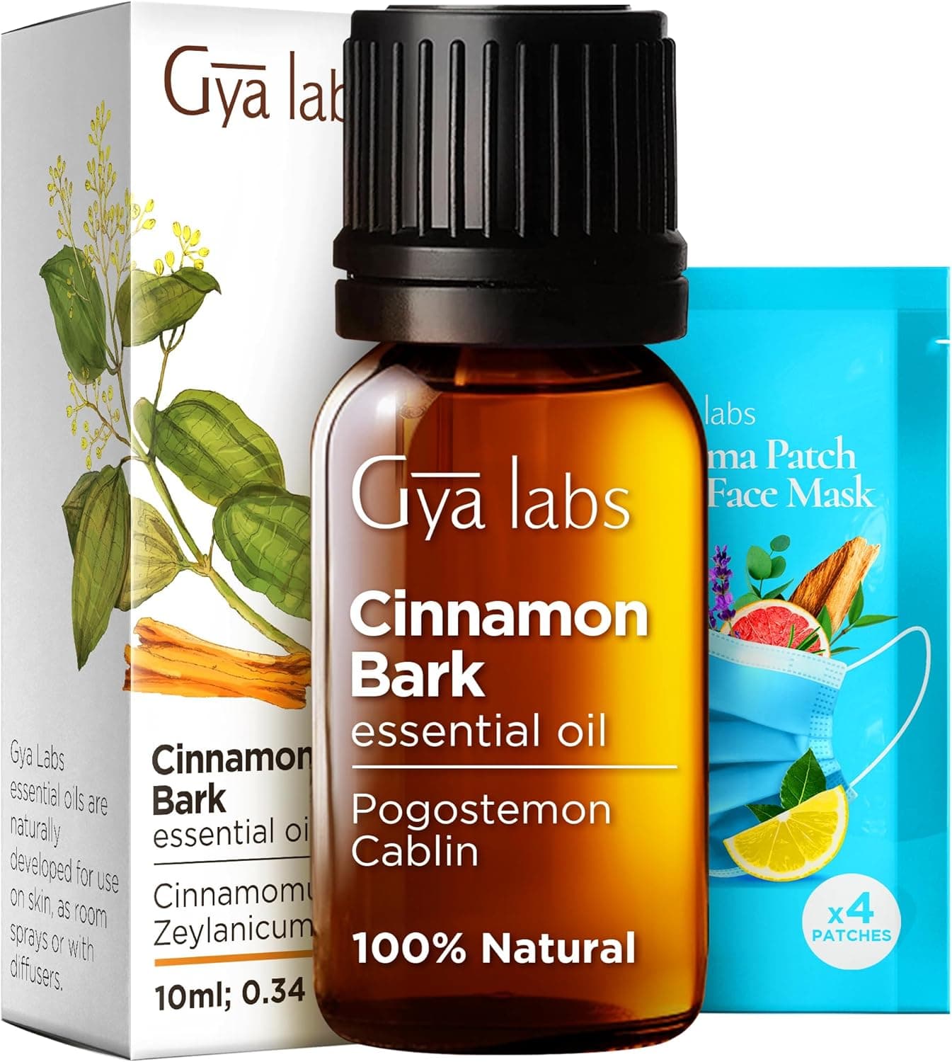 Gya Labs Cinnamon Essential Oil for Diffuser - 0.34 Fl Oz - 100% Pure Natural Cinnamon Bark Essential Oil for Skin, Hair, Lips Body & Candle Making - Spicy Sweet Scent