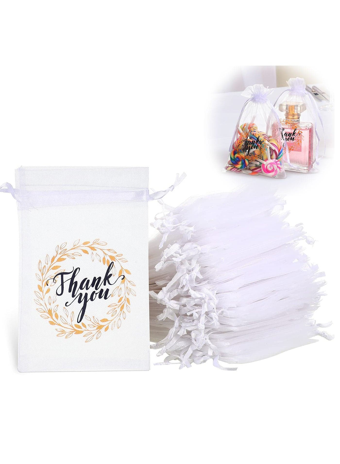 50 PCS Sheer Drawstring Organza Jewelry Favor Pouches, 4x6 Mesh Wedding Party Festival Gift Bags Candy Bags, Organza Tulle Favor Bags