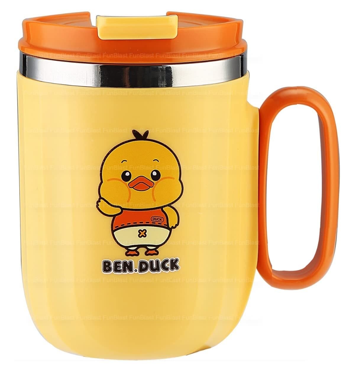 FunBlast Stainless Steel Mug with Lid for Kids, Milk Mug for Kids Milk Drinking Cup for Kids, Insulated Coffee Mug, Mug for Girls, Insulated Vacuum Coffee Cup, Birthday Return Gifts for Kids - 400 ML