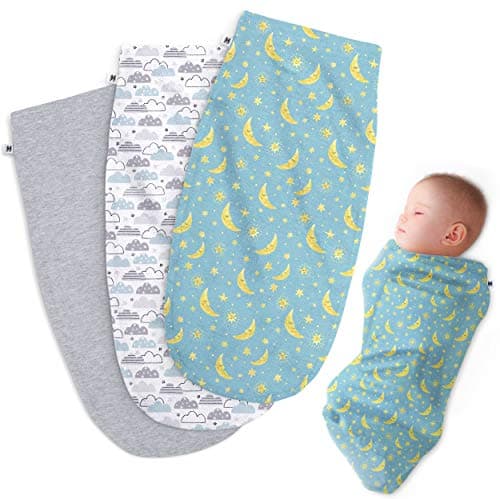 Henry Hunter Baby Swaddle Sack The Simple Swaddle Soft Stretchy Cotton Swaddles for Newborns Baby Swaddles 03 Months Swaddle Blankets for Baby Boy Pack of 3 Cloud Moon Light Heather