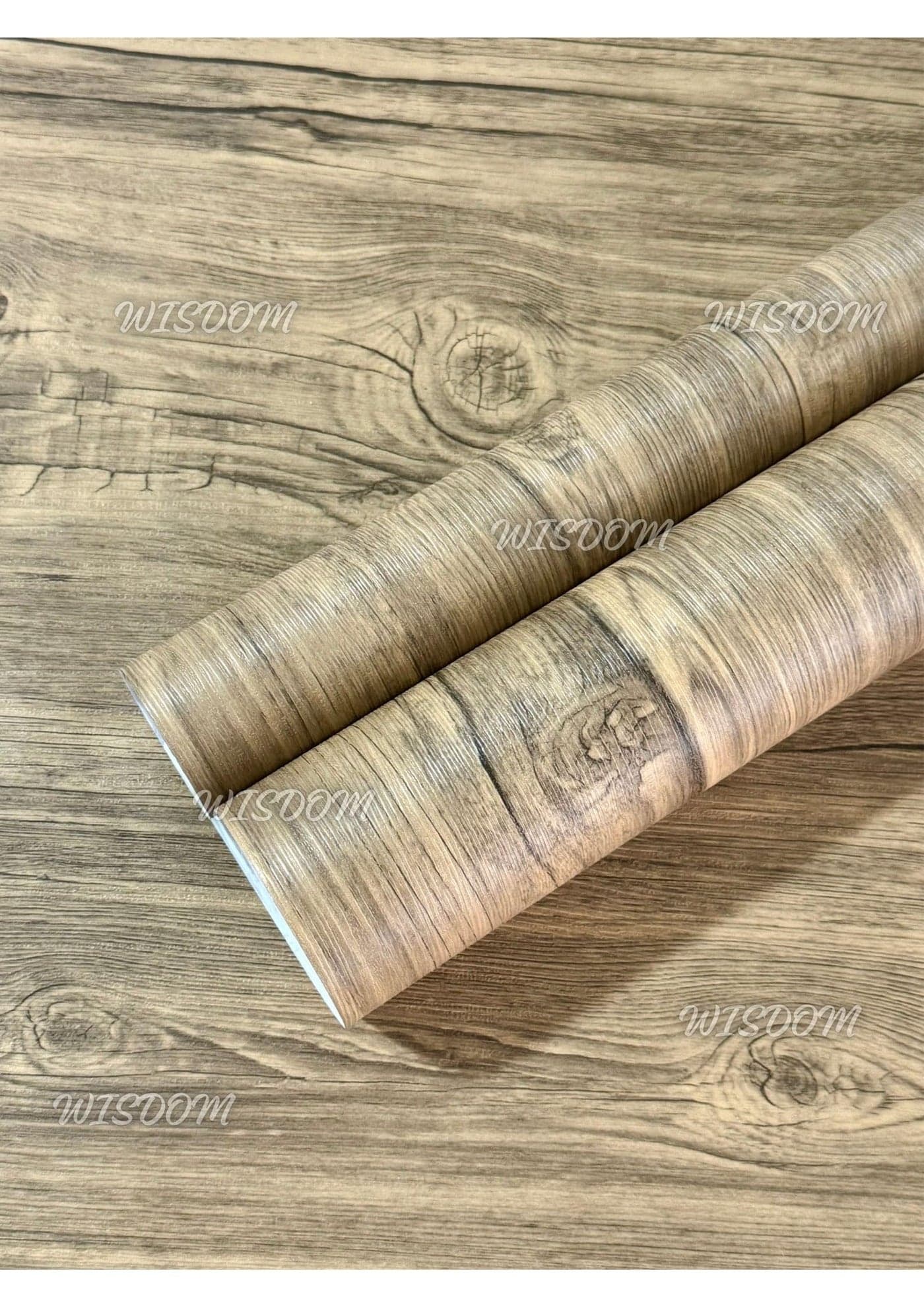 WISDOM Self Adhesive Vinyl Wood Grain Wallpaper for Furniture Vinyl Stickers Wooden Door Desktop Wall Papers Kitchen-Cupboard/Shelf Liner Sheet (16 x 48 Inch, Light Brown Wood)