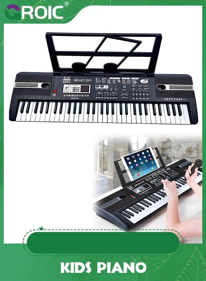 61 keys piano keyboard,Electronic Digital Piano with Built-In Speaker Microphone, Sheet Stand and Power Supply, Portable piano Keyboard Gift for Beginners
