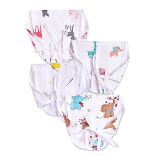 The Boo Boo Club Organic Muslin Color Nappy - Safe and Stylish for Your Little One's Delight with Double Loop Technology - GOTS Certified | Pack of 4