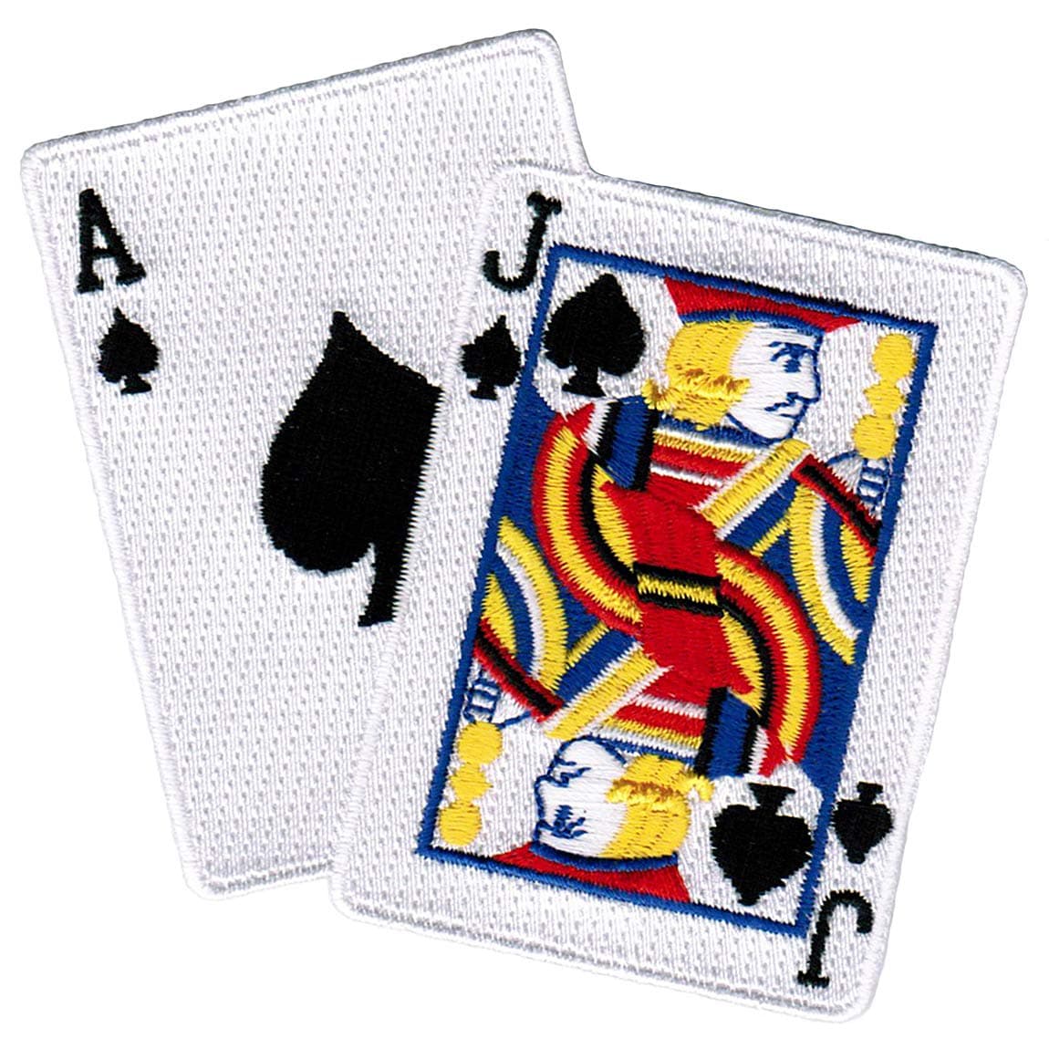 Blackjack IronOn Patch Embroidered Ace Jack of Spades Las Vegas Playing Cards
