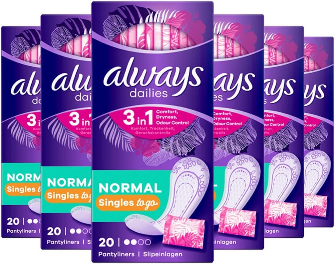 Always Dailies Individually Wrapped Normal Singles Pantyliners Pack of 6