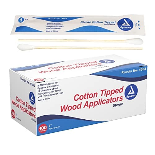 Dynarex 6Inch Sterile Cotton Tipped Applicators SingleUse Wooden Cotton Tip Applicators for Wound Care Dressing Hygiene Makeup Cleaning 1 Box of 100 Pouches 1 per Pouch