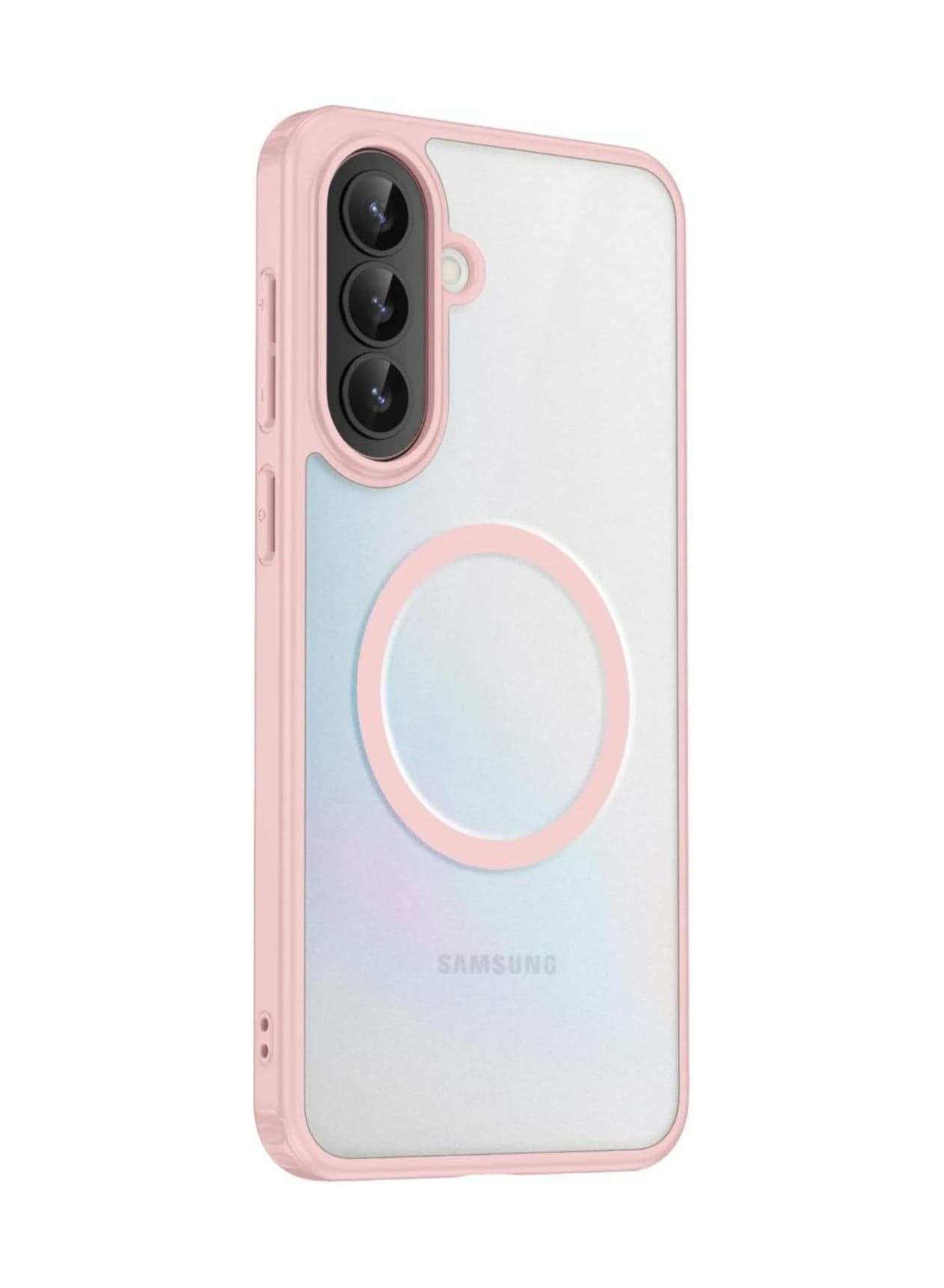 Magnetic Protective Case Compatible with Samsung Galaxy A37 5G Transparent Matte Frosted Semi-Translucent Airbag Design Drop-Proof Shock-Absorbing Bumper Soft TPU Edges with Hard PC Back Cover