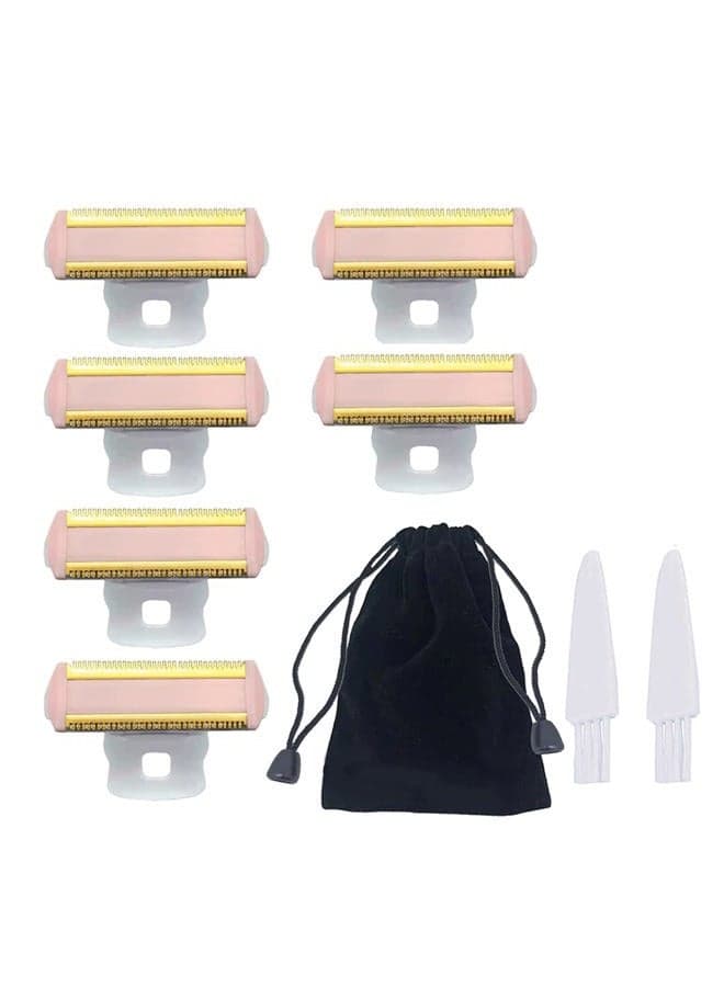 Women's Trimmer Razor Replacement Heads Compatible with Finishing Touch Flawless Body Rechargeable Ladies Shaver with a velvet Bag and 2 Cleaning Brushes (Shaver Head 6PCS + Bag + 2 Brushes)