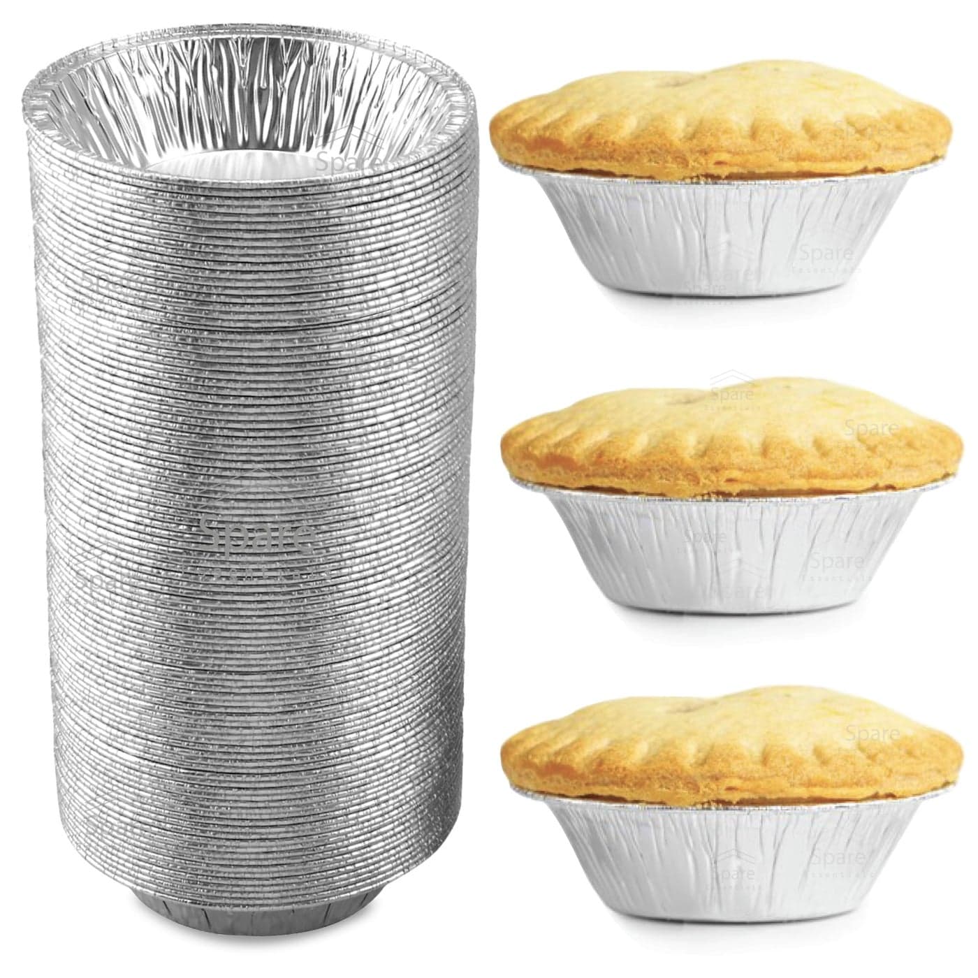 Spare Essentials 120 Pack 5 Aluminum Pie Pans 5 Inch Mini Pie Tins Disposable 5 Inch Aluminum Foil Pie Individual Pie Pans perfect for Baking Storing Reheating Pot Pies Small Pie Tins