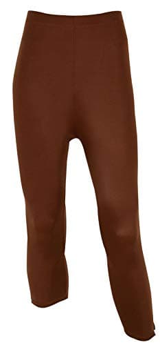 LYCOT Fluid Fashion Ladies 3/4 Tight Plain for All Fitness Activities Brown