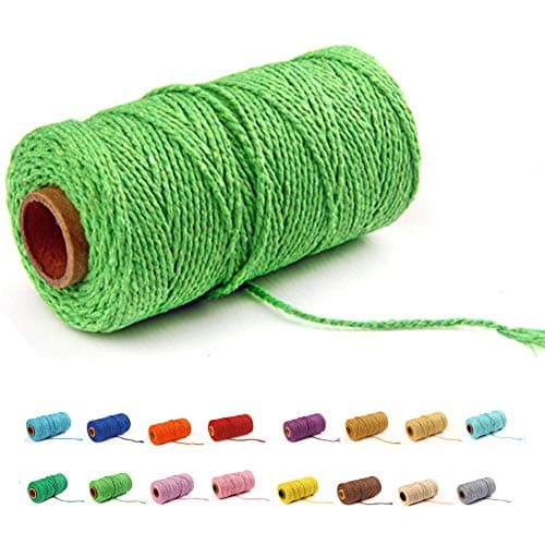 flipped (109 Yards/1.5mm/35 Colors Optional) Cotton Baker Twine DIY Craft Macramé Natural Cotton Craft Making Knitting Cord Rope DIY Wedding Decor Supply Christmas Wrapping String Rope(Green)…